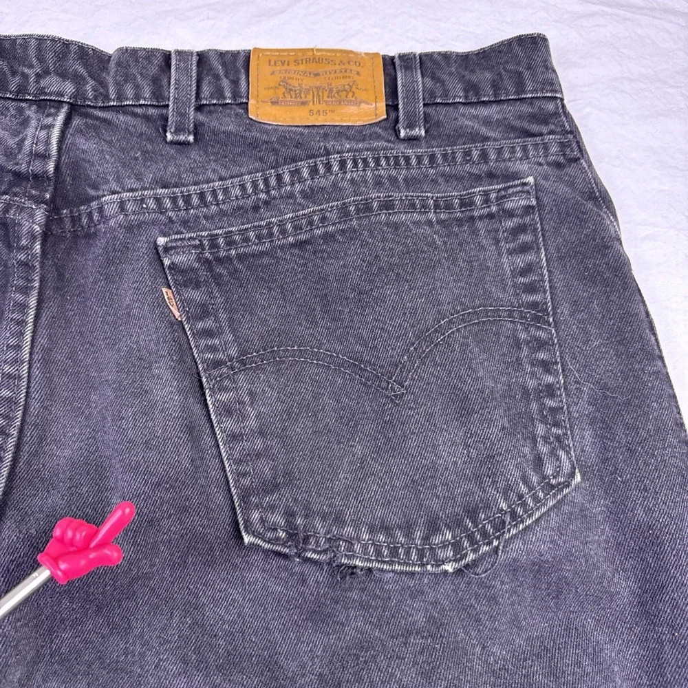 VTG Men's LEVI's 545 Black Denim Jeans Loose Fit Labeled 44x32 org tab flaw